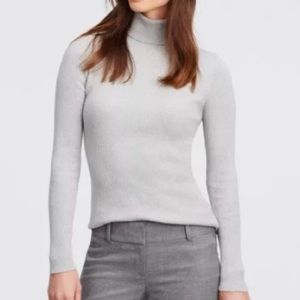 ann taylor ribbed sweater turtleneck • frost grey